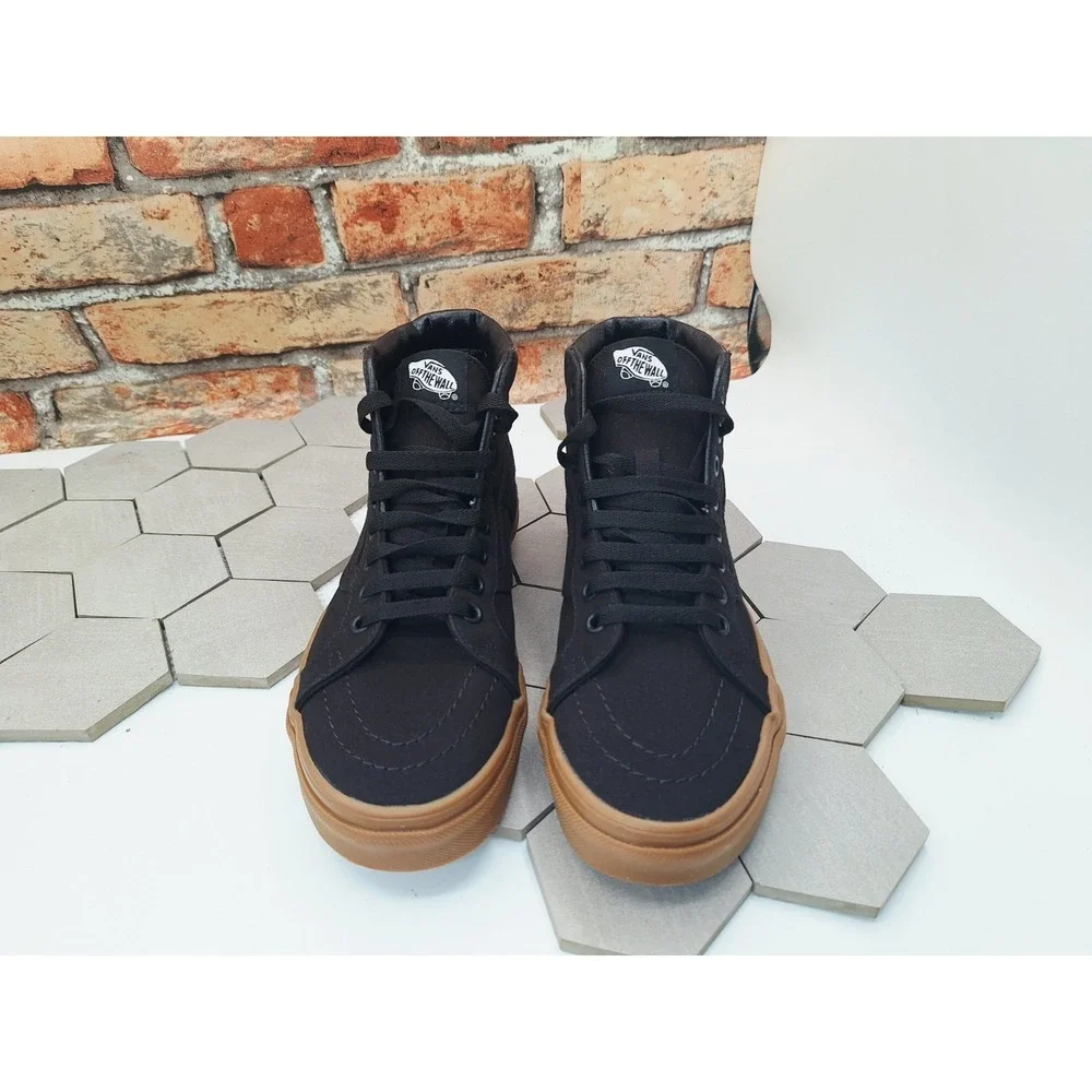 Vans Sk8-Hi Reissue Canvas Black Gum Mens Sz 6.5 Womens Sz 8 Skate Shoes Rare
